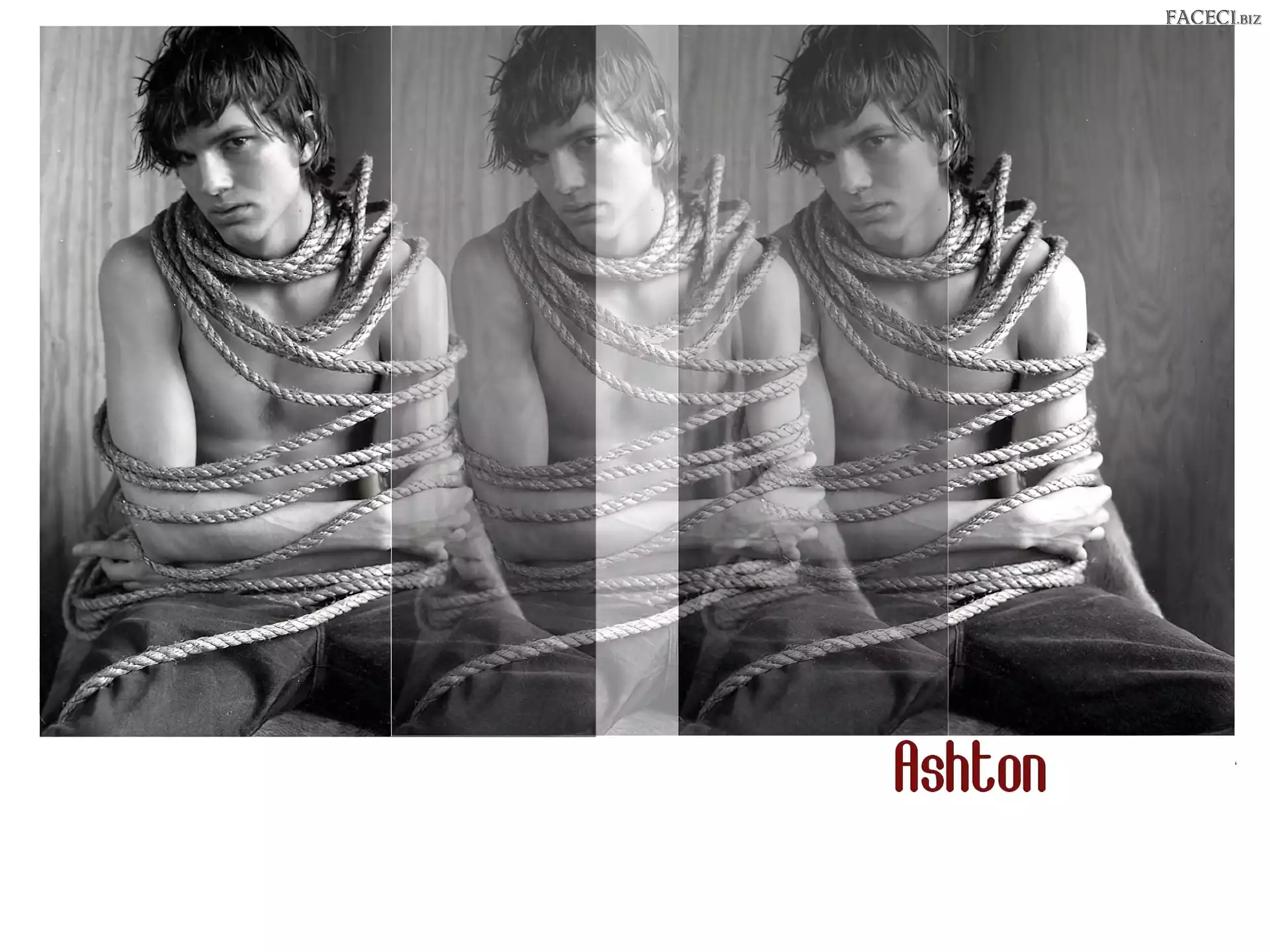 sznurem, Ashton Kutcher, związany
