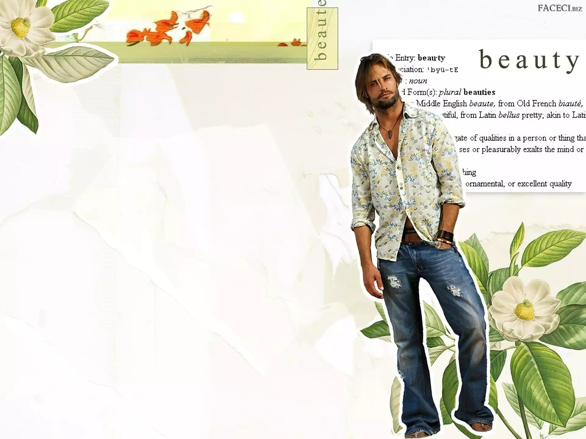 kwiaty, Zagubieni, Serial, białe, tło, Lost, Josh Holloway